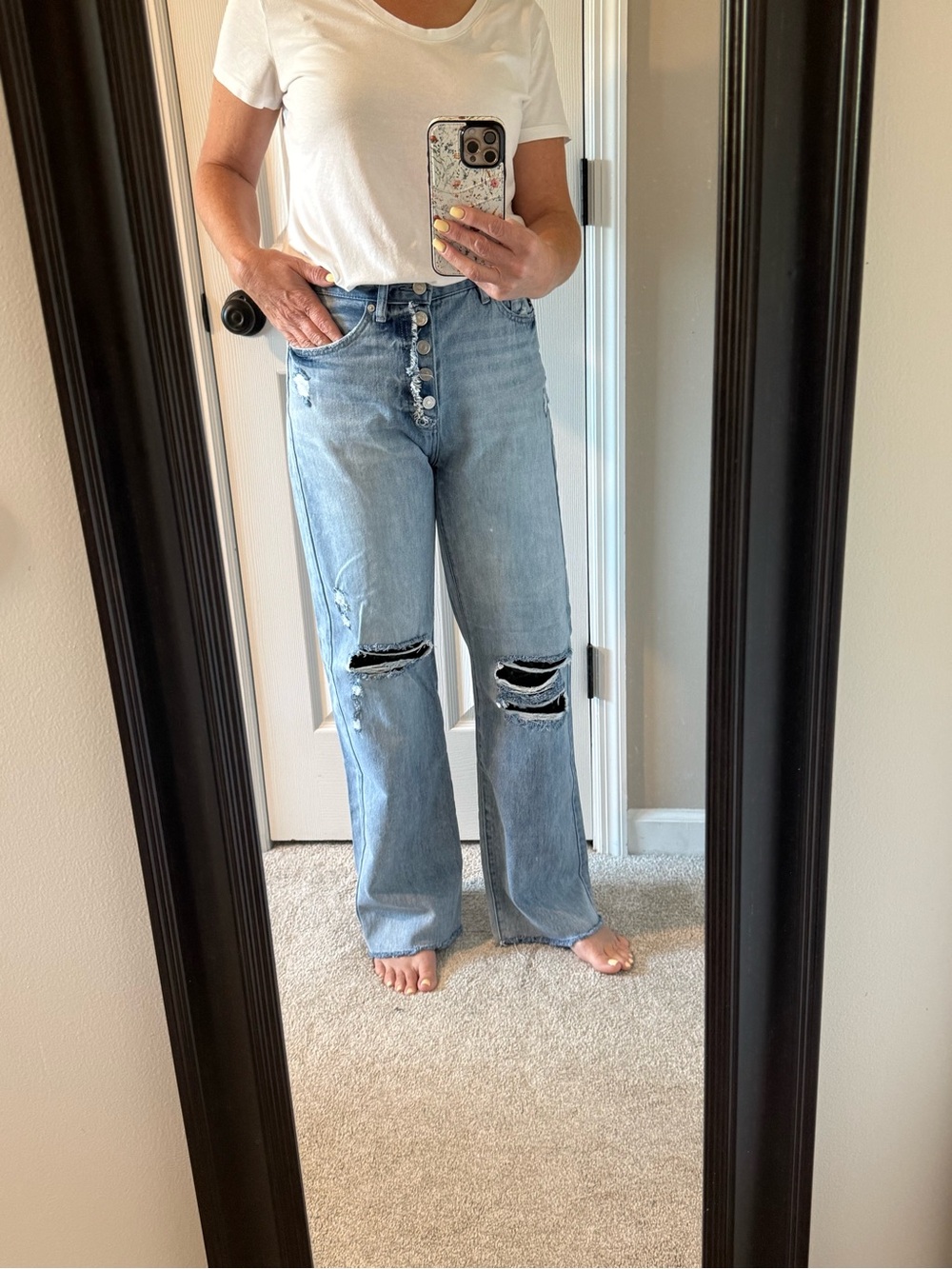 KanCan Light Blue Distressed Wide-Leg Jeans